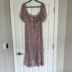 Nordstrom Floral Midi Dress - Pink and Purple